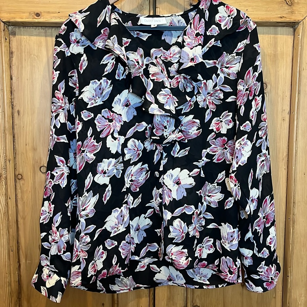 Vintage Carry Back Floral Sheer Blouse